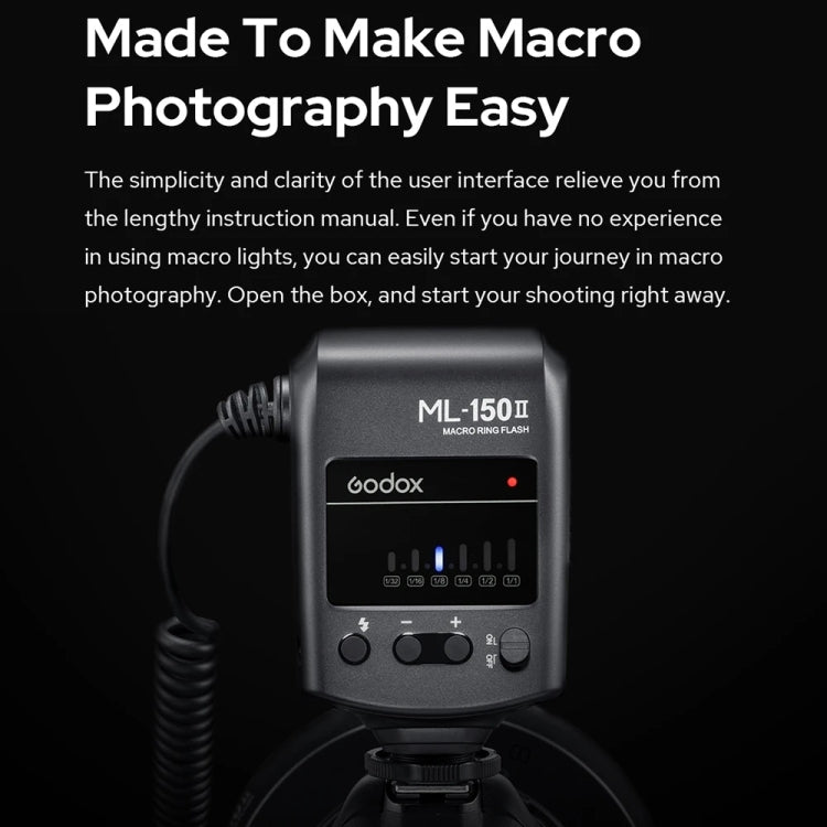 Godox ML-150II On-camera Macro Ring Flash Light with 8 Different Size Adapter Rings, ML-150II