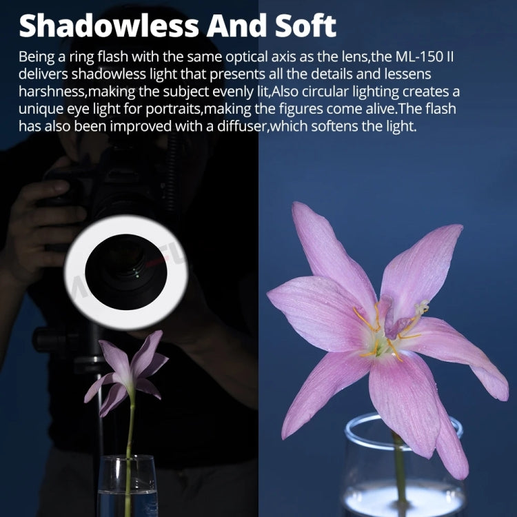 Godox ML-150II On-camera Macro Ring Flash Light with 8 Different Size Adapter Rings, ML-150II