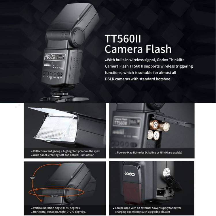 Godox TT560II Wireless 433MHz GN38 Camera Flash Speedlite Light, TT560II