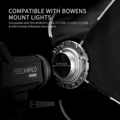 FEELWORLD FSR90 60x90cm Rectangular Softbox Quick Release Bowens Mount Diffuser, FSR90 60x90cm