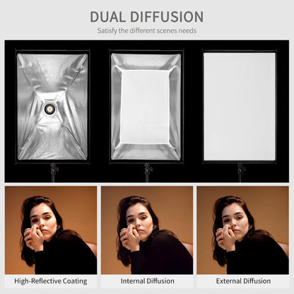 FEELWORLD FSR90 60x90cm Rectangular Softbox Quick Release Bowens Mount Diffuser, FSR90 60x90cm