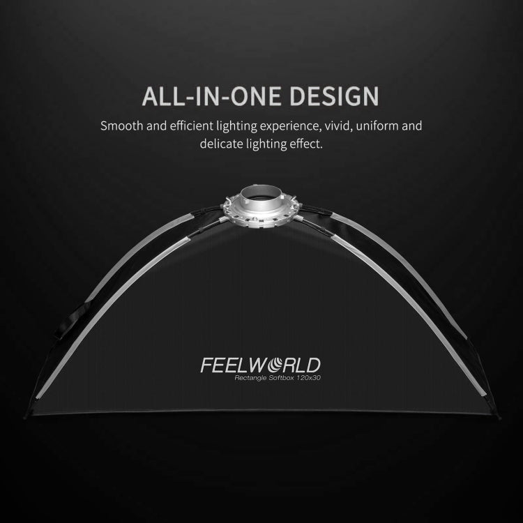 FEELWORLD FSR120 30x120cm Rectangular Softbox Quick Release Bowens Mount Diffuser, FSR120 30x120cm