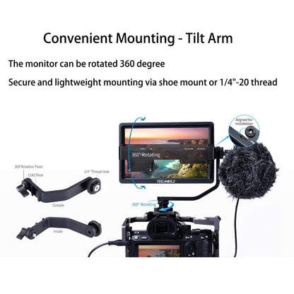 FEELWORLD FW568S 6 Inch On-camera Monitor FHD IPS 3G-SDI 4K HDMI F970 External Power and Install Kit, FW568S