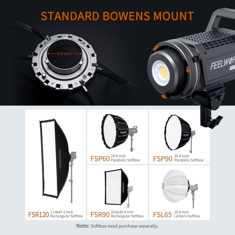 FEELWORLD FL125B 125W Bi-color Point Source Video Light, Bluetooth APP Control, FL125B