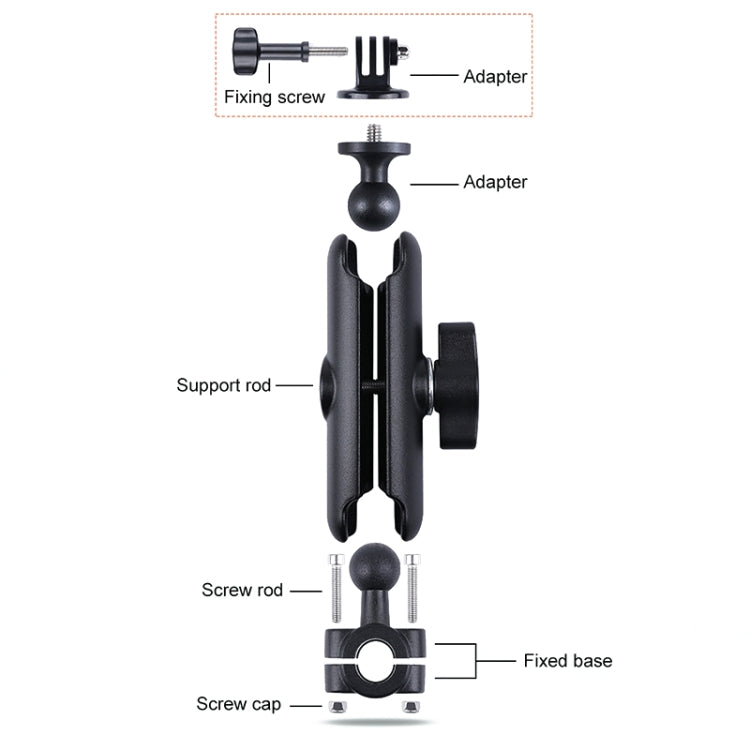 25mm Ballhead Car Front Seat Handlebar Fixed Mount Holder with Tripod Adapter & Screw for GoPro, Insta360, DJI and Other Action Cameras, 25mm 22cm