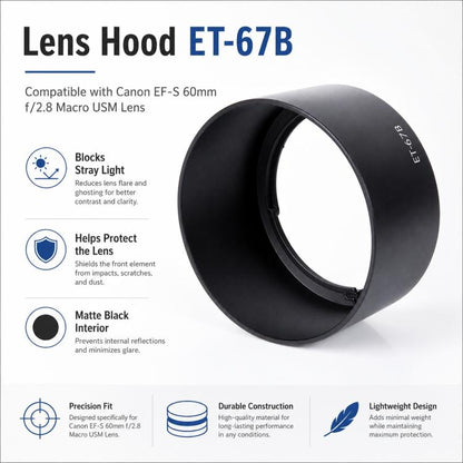 ET-67B Lens Hood Shade for Canon EF-S 60mm f/2.8 Marco USM Lens, ET-67B