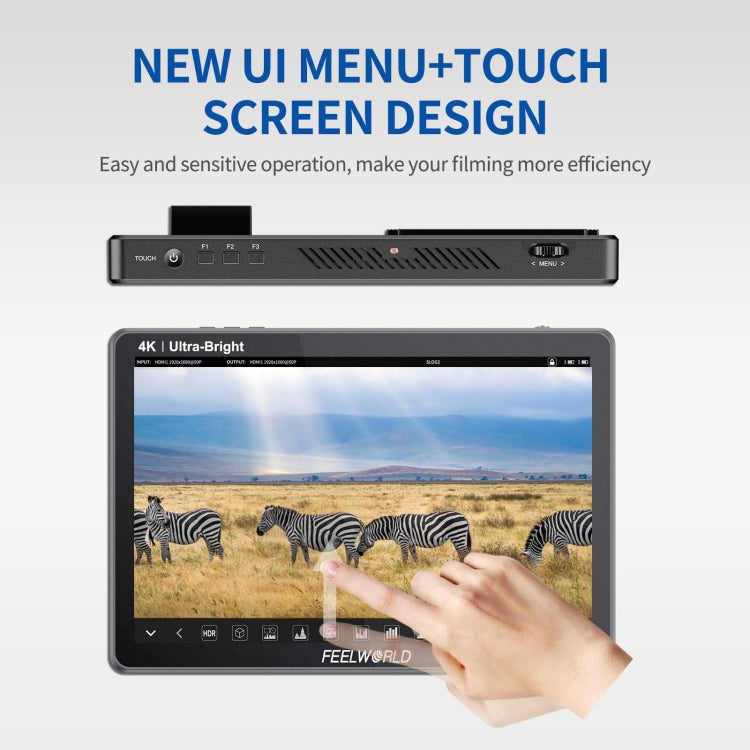 FEELWORLD LUT11H 10.1 Inch Ultra Bright 2000nit DSLR Camera Field Monitor Touch Screen 4K HDMI F970 External Power and Install Kit, LUT11H