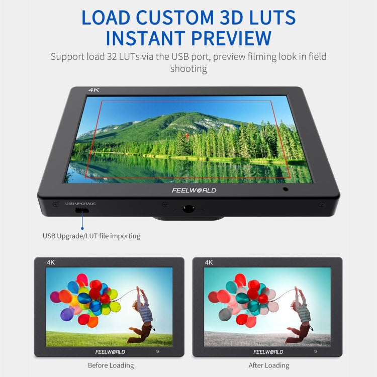 FEELWORLD T7 PLUS 7 inch 3D LUT DSLR Camera Field Monitor with Waveform 4K HDMI Aluminum Housing, T7 PLUS