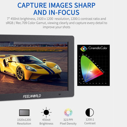 FEELWORLD T7 PLUS 7 inch 3D LUT DSLR Camera Field Monitor with Waveform 4K HDMI Aluminum Housing, T7 PLUS