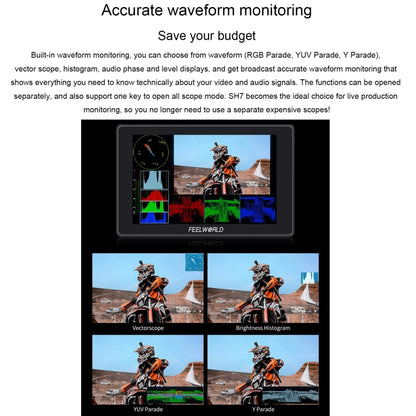 FEELWORLD SH7 7-inch Ultra Bright 2200nit On-camera Monitor SDI HDMI Cross Conversion