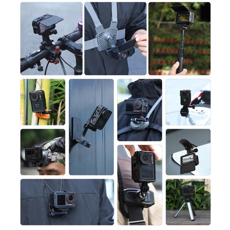For DJI Osmo Action 5 Pro / 4 / 3 Sunnylife Protective Case Frame Mount Adapter Sun Hood Housing Case, For DJI Osmo Action 5 Pro / 4 / 3