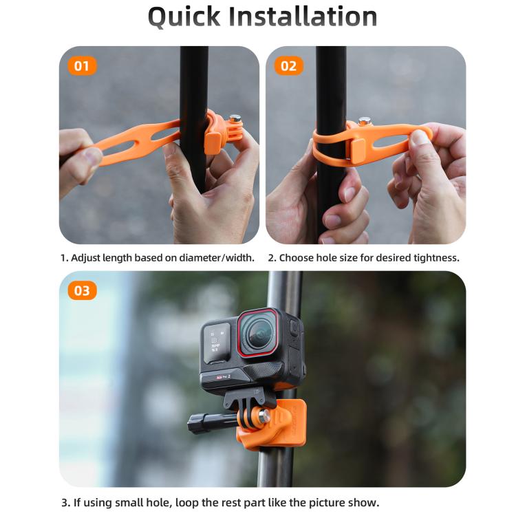 Sunnylife Action Camera Flexible Mount 360 Strap Wrap Band Mount Bike Tube Clip Holder