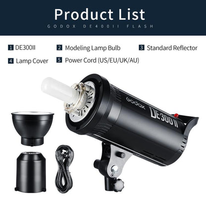 Godox DE300II 300Ws Studio Flash Light Strobe Lamp Head Bowens Mount Speedlight, DE300II