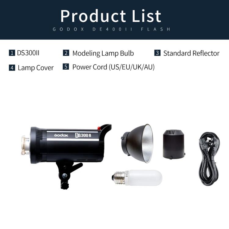 Godox DS300II 300Ws Studio Flash Light Strobe Lamp Head Bowens Mount Speedlight, DS300II