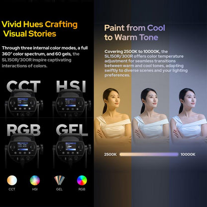 Godox SL150R RGB LED Video Light 165W CRI/TLCI 97+ COB Monolight Bowens Mount Studio Photo Light, SL150R