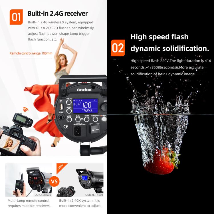 Godox Quicker 600IIM Studio Flash Light 600Ws Bowens Mount Strobe Flash, Quicker 600IIM