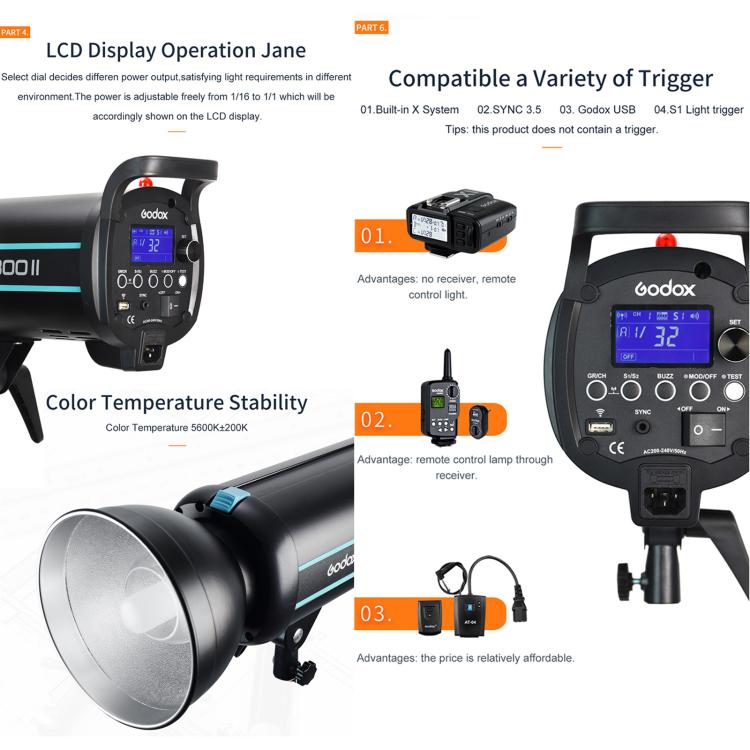 Godox QS600II Strobe Studio Flash Light 600Ws Bowens Mount High Speed Flash, QS600II