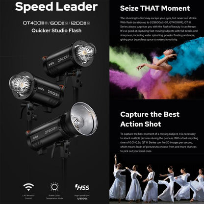 Godox QT1200III Quicker Studio Flash Light 1200Ws Bowens Mount High Speed Flash, QT1200III