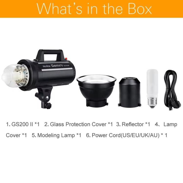 Godox Gemini GS200II Studio Flash Light 200Ws Bowens Mount Strobe Flash, Gemini GS200II