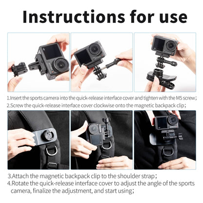 STARTRC 360 Degree Rotation Backpack Clip Magnetic Suction Mount, Backpack Clip