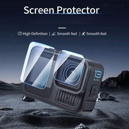 For GoPro HERO13 Black STARTRC 2 Sets 3 in 1 Lens and Front Back Screen Tempered Glass Film