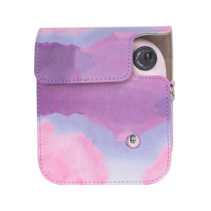 For FUJIFILM instax mini 12 Painted Full Body Leather Case Camera Bag with Strap(Blue Pink)
