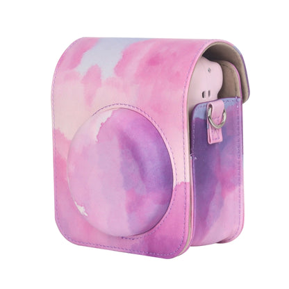 For FUJIFILM instax mini 12 Painted Full Body Leather Case Camera Bag with Strap(Blue Pink)