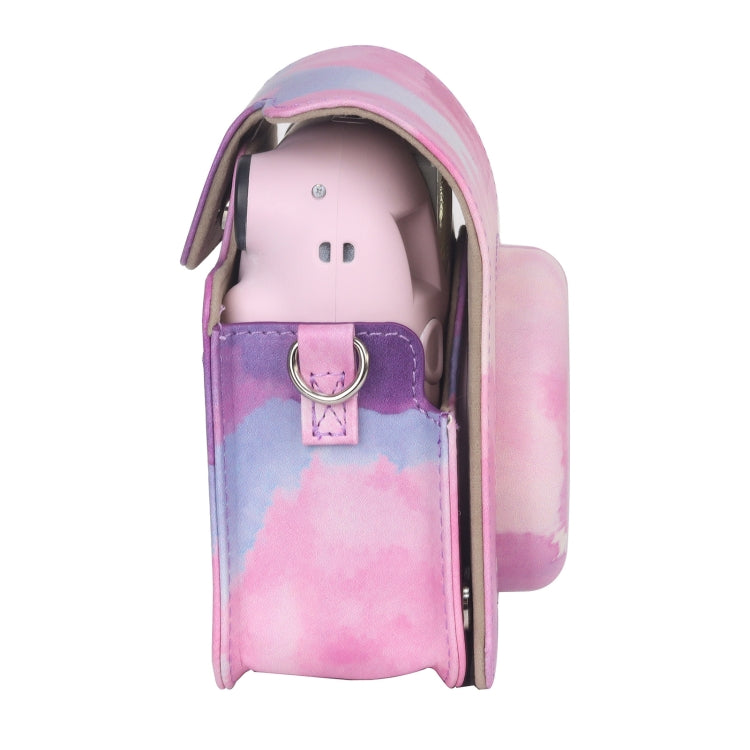For FUJIFILM instax mini 12 Painted Full Body Leather Case Camera Bag with Strap(Blue Pink)