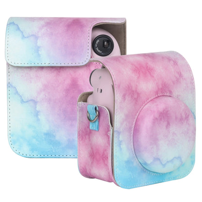 For FUJIFILM instax mini 12 Painted Full Body Leather Case Camera Bag with Strap(Blue Pink)