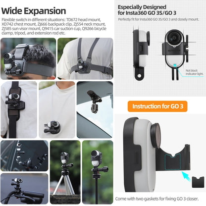 For Insta360 GO 3S / GO 3 Sunnylife Foldable Vertical-Horizontal Mount Adapter Protective Frame Brackets Housing Case, For Insta360 GO 3S / GO 3