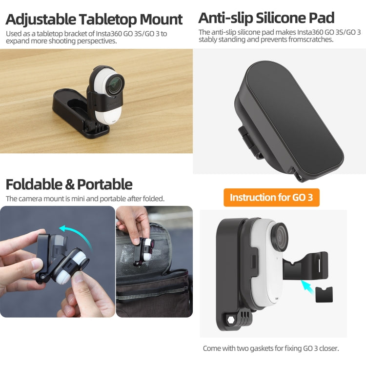 For Insta360 GO3 / GO 3S Sunnylife 360 Rotation Foldable Magnetic Mount