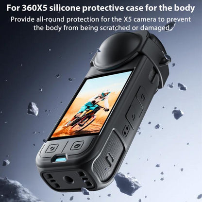 For Insta360 X5 Camera Body Cover Silicone Case with Lens Cover, Silicone Case with Lens Cover