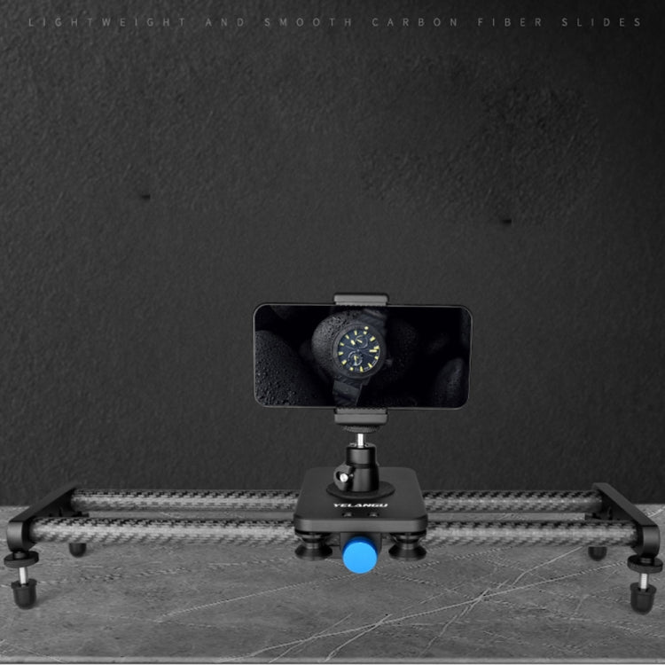 YELANGU L140T-A 40cm Carbon Fiber Slide Rail Track with Phone Clamp & BallHead Adapter for Smartphones, L140T-A