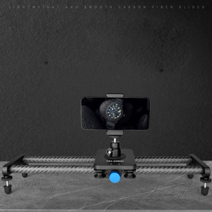 YELANGU L140T-A 40cm Carbon Fiber Slide Rail Track with Phone Clamp & BallHead Adapter for Smartphones, L140T-A