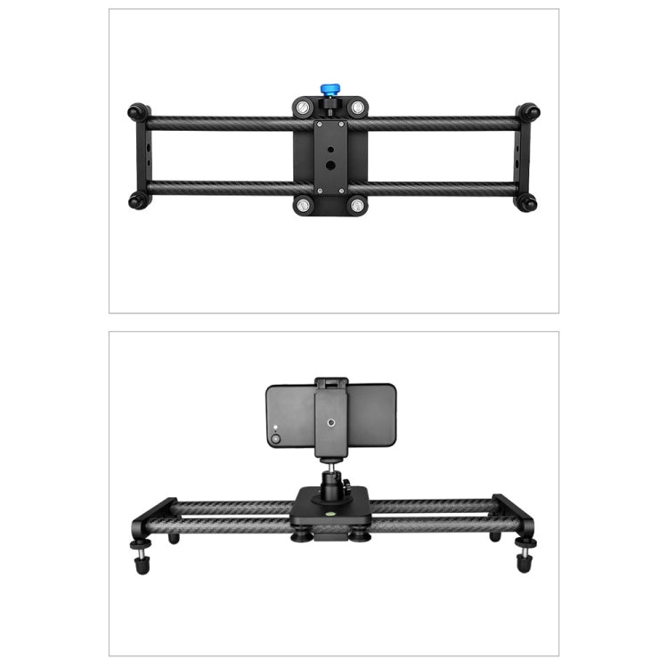 YELANGU L140T-A 40cm Carbon Fiber Slide Rail Track with Phone Clamp & BallHead Adapter for Smartphones, L140T-A