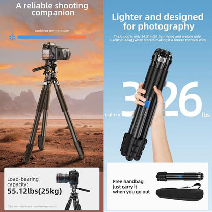 BEXIN RK294 Portable Collapsible Carbon Fiber Camera Tripod, RK294