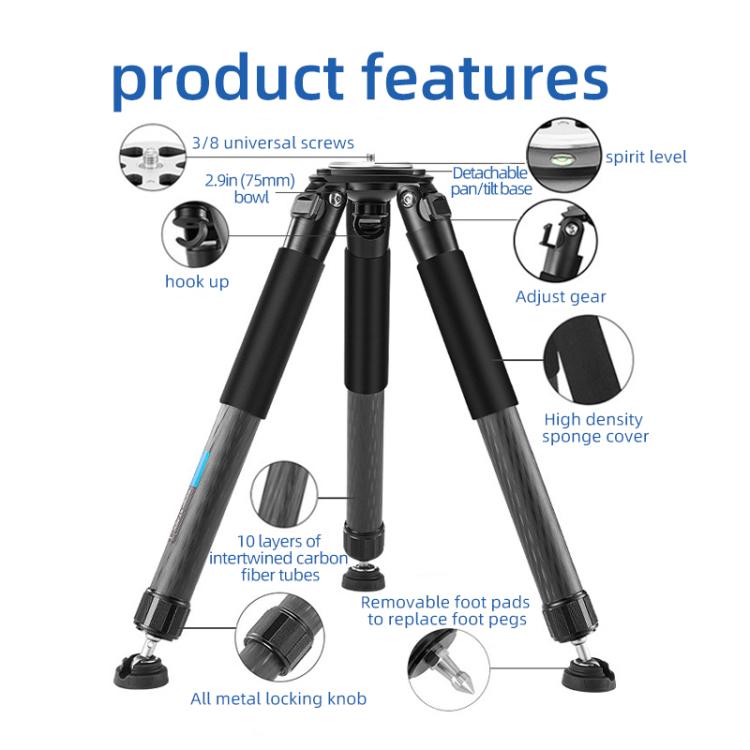BEXIN ST402C Portable Collapsible Carbon Fiber Camera Tripod, ST402C