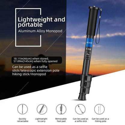 BEXIN P294B Portable Travel Outdoor DSLR Camera Aluminum Alloy Monopod Holder, P294B