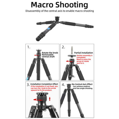BEXIN W-334C Portable DSLR Camera 2 in 1 Carbon Fiber Tripod Detachable Monopod, W-334C