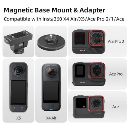 Sunnylife Quick-Release Magnetic Base Mount 1/4 180 Tilt Adjustable Tabletop Base Bracket For Insta360 X4 Air / X5 / Ace / Ace Pro 2 / 1, DZ-142 For Insta360 X4 Air / X5