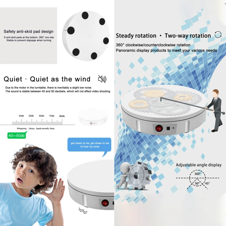 22cm USB Charging Rotating Display Stand Video Shooting Props Turntable, Load: 10kg, No Battery