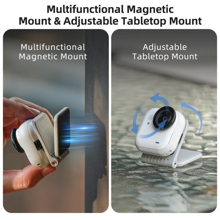 Sunnylife Universal Magnetic Mount Portable Tabletop Base Bracket Angles Adjustable 180 Rotation Holder for Mini Cameras, Universal