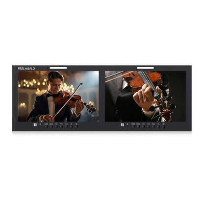 FEELWORLD D101 PLUS Dual 10.1 inch 4RU Rackmount Monitor 4K HDMI SDI 1920 x 1200 IPS Monitor, D101 PLUS