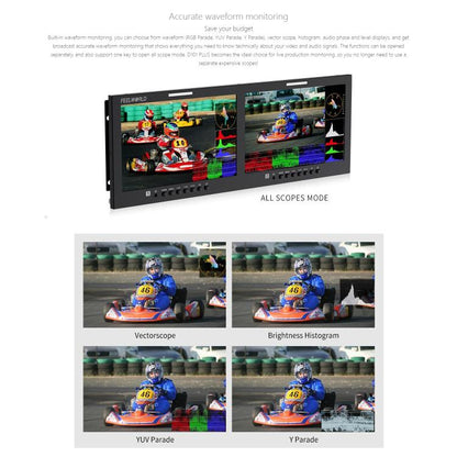 FEELWORLD D101 PLUS Dual 10.1 inch 4RU Rackmount Monitor 4K HDMI SDI 1920 x 1200 IPS Monitor, D101 PLUS