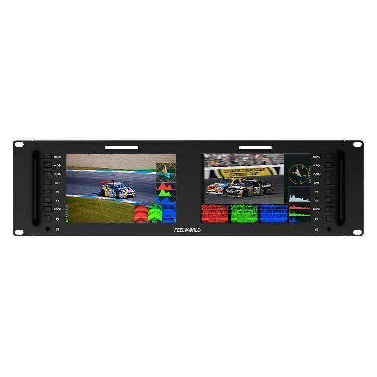FEELWORLD D71 PLUS Dual 7 inch 3RU Rackmount Monitor 4K HDMI SDI 1920 x 1200 IPS Monitor, D71 PLUS
