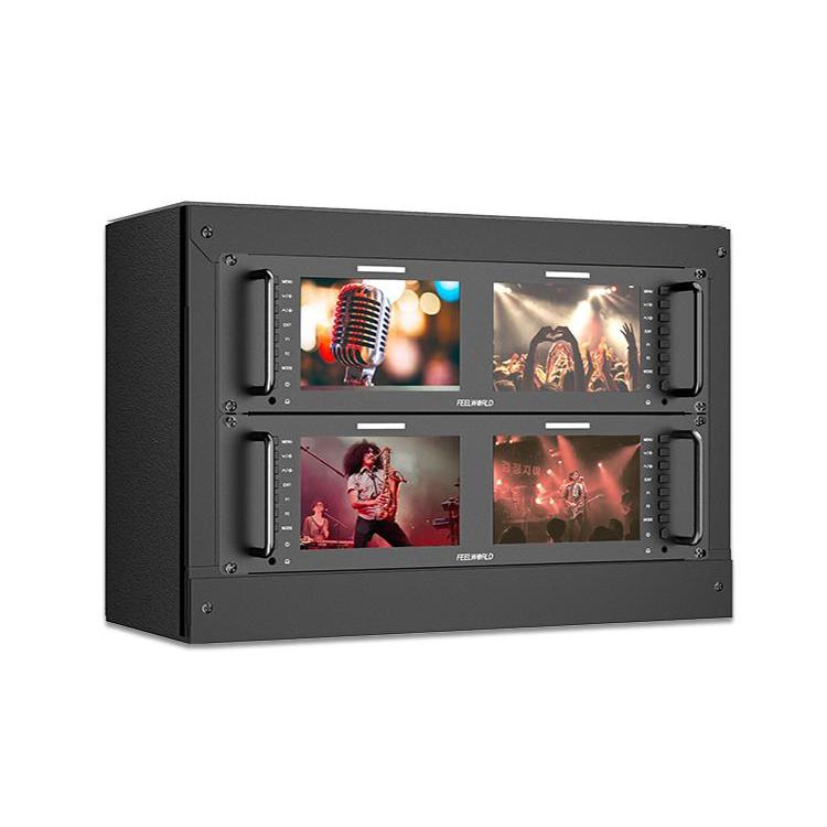 FEELWORLD D71 PLUS Dual 7 inch 3RU Rackmount Monitor 4K HDMI SDI 1920 x 1200 IPS Monitor, D71 PLUS