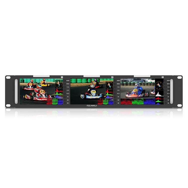 FEELWORLD T51 PLUS Triple 5.5 inch 2RU Rackmount Monitor Full HD 3G-SDI 4KHDMI AV Monitor, T51 PLUS