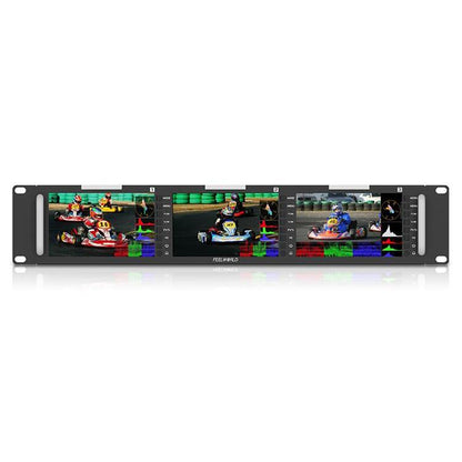 FEELWORLD T51 PLUS Triple 5.5 inch 2RU Rackmount Monitor Full HD 3G-SDI 4KHDMI AV Monitor, T51 PLUS