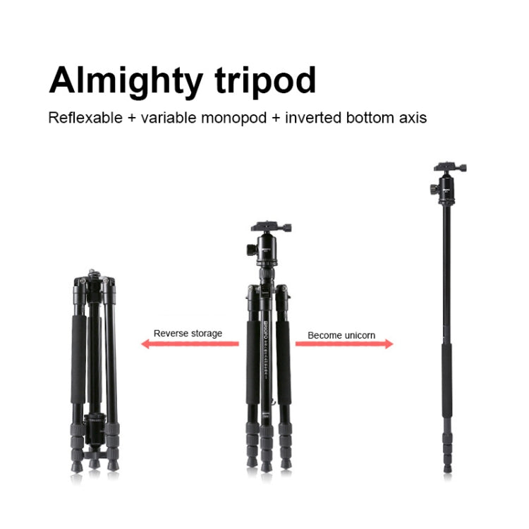 TRIOPO M2508 Multifunction Adjustable 4-Section Portable Aluminum Alloy Tripod Monopod with D-2A Ball Head for SLR Camera, M2508+D2A