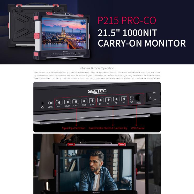 SEETEC P215 PRO-CO 21.5 inch 1000nit High Bright Broadcast Monitor Full HD 1920x1080Monitor, P215 PRO-CO